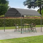 Steel Outdoor Garden Canopy with Corrugated Sheet Roof, Round Columns, Height 2.5 meter, Panel Width 2 meters